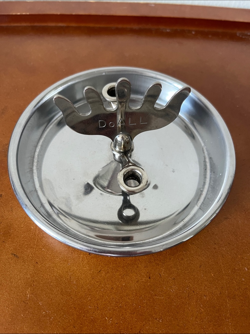Vintage Stainless Steel Chrome Metal Tabletop Ashtray MCM DoAll Tool Co. 60’s
